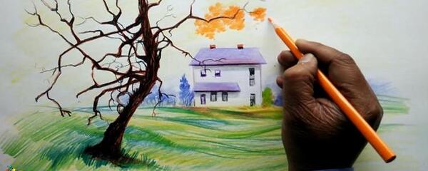 عکس نقاشی زیبا با مداد رنگی