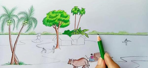 عکس نقاشی ساده با مداد رنگی