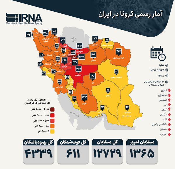 عکس نقشه ایران کرونایی