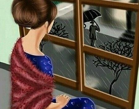 عکس زن غمگین پشت پنجره