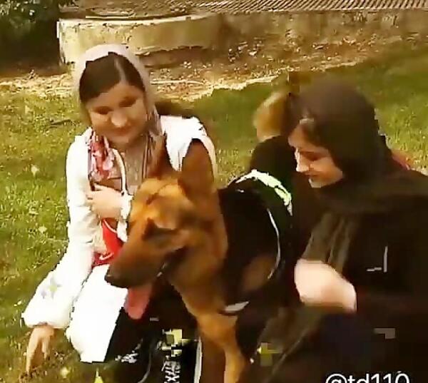 عکس سارا و نیکا با سگ هایشان