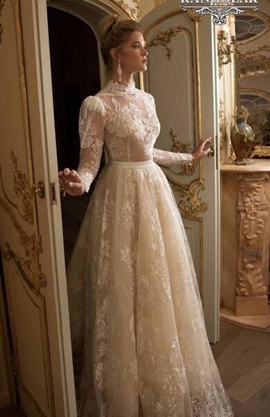 عکس لباس عروس یقه بسته