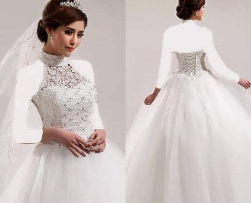 عکس لباس عروس یقه بسته