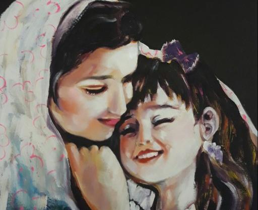 عکس مادر و فرزند نقاشی