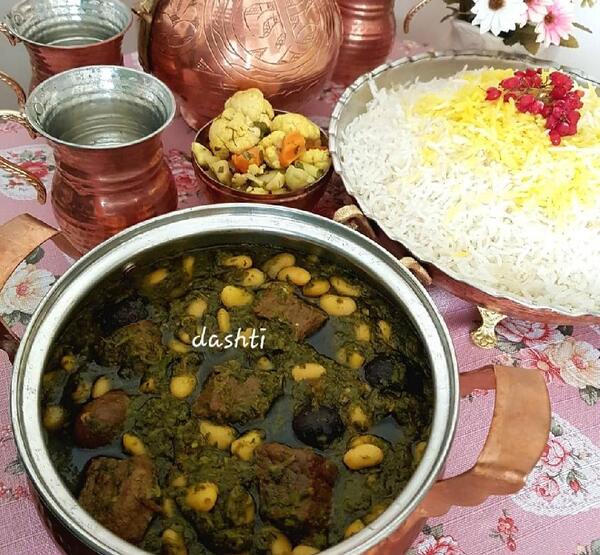 عکس قورمه سبزی با لوبیا چیتی