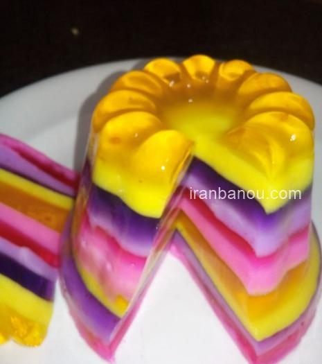 عکس تزیین ژله رنگین کمان