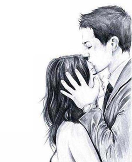 عکس عاشقانه دونفره سیاه قلم
