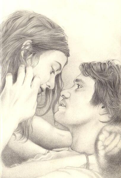 عکس عاشقانه دونفره سیاه قلم