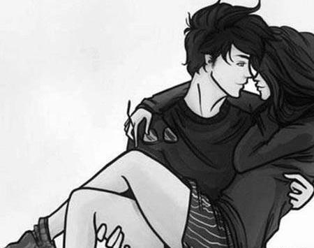 عکس عاشقانه دونفره سیاه قلم