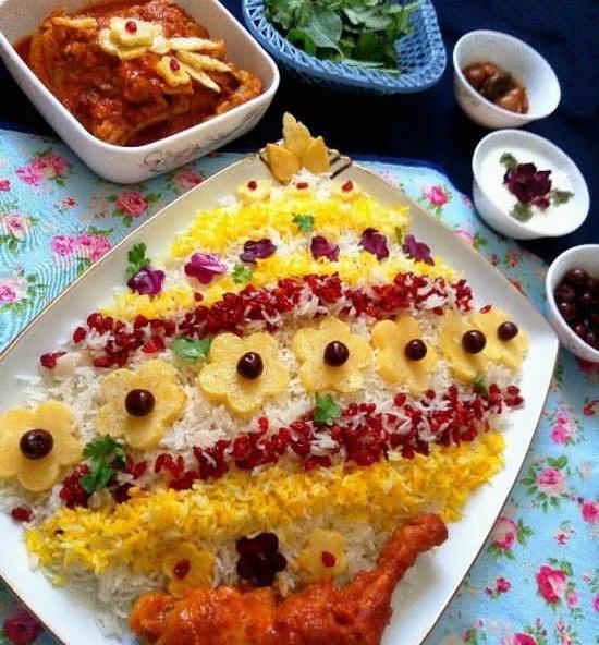 عکس میز شام زرشک پلو