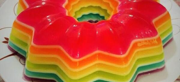 عکس طرز تهیه ژله رنگین کمان