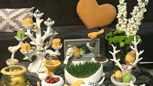 عکس سفره هفت سین زرد و طوسی