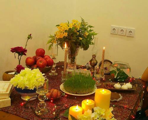 عکس سفره هفت سین زرد و طوسی