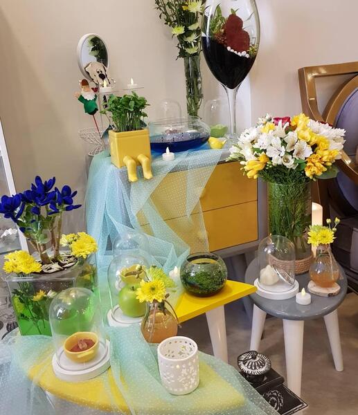 عکس سفره هفت سین زرد و طوسی