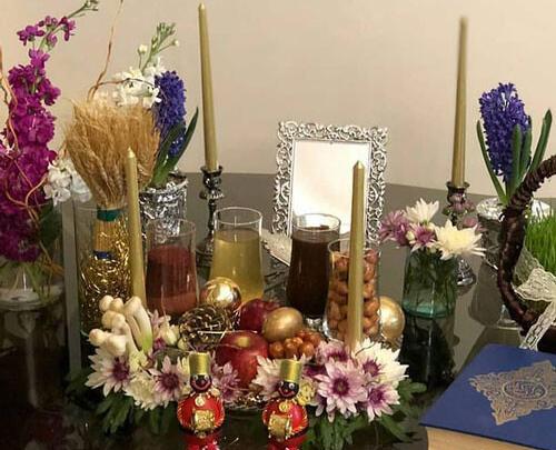 عکس سفره هفت سین زرد و طوسی