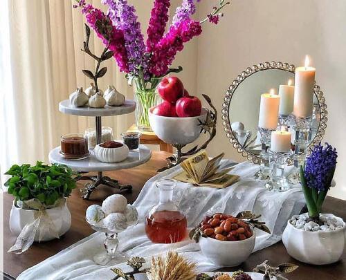 عکس سفره هفت سین زرد و طوسی