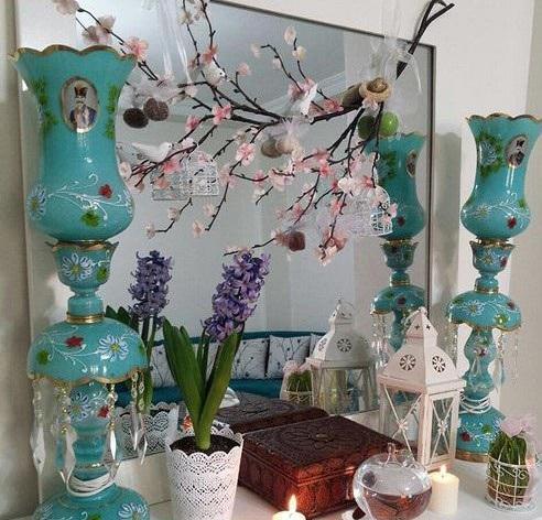عکس سفره هفت سین زرد و طوسی