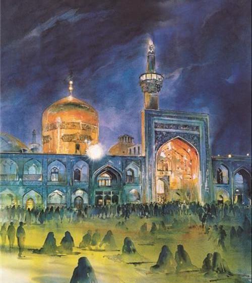 عکس حرم امام رضا نقاشی