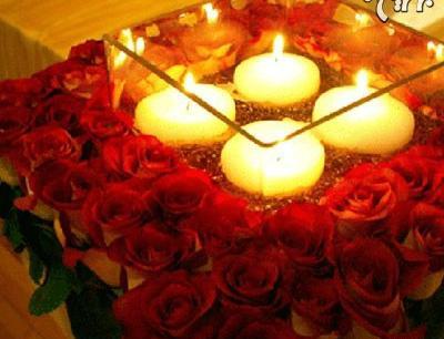 عکس گل رز و شمع
