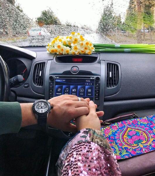 عکس گل نرگس روی داشبورد