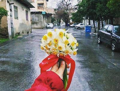 ژست عکس با گل نرگس