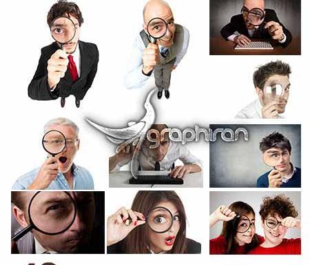 عکس مرد با ذره بین