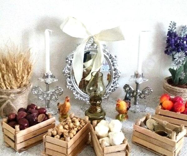 عکس ایده ی سفره هفت سین با چوب