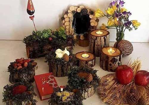 عکس ایده ی سفره هفت سین با چوب
