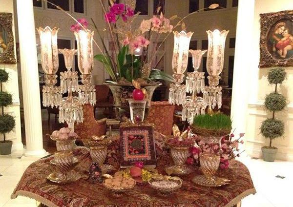 عکس ایده چیدمان هفت سین با ظروف مسی