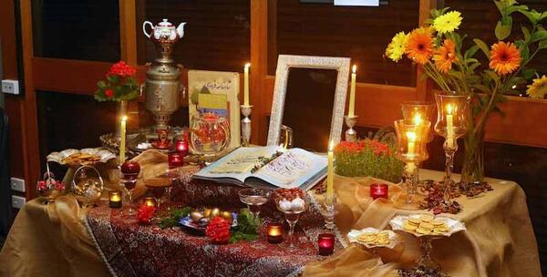 عکس ایده چیدمان هفت سین با ظروف مسی