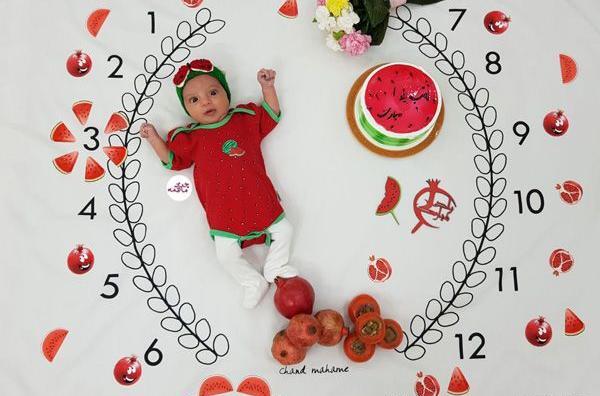 عکس ایده ماهگرد نوزاد شب یلدا