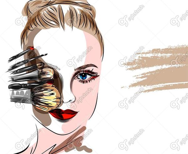 عکس کارتونی دختر در حال آرایش