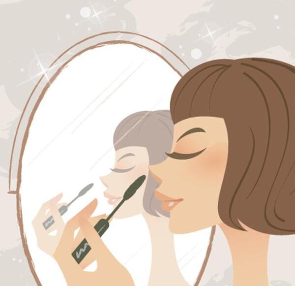 عکس کارتونی دختر در حال آرایش