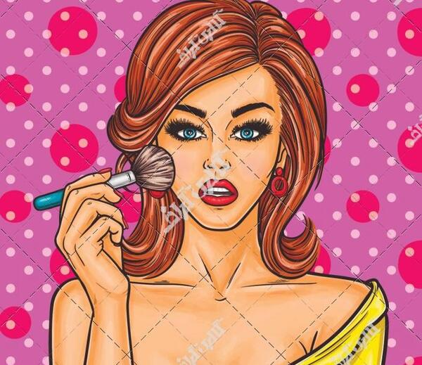عکس کارتونی دختر در حال آرایش