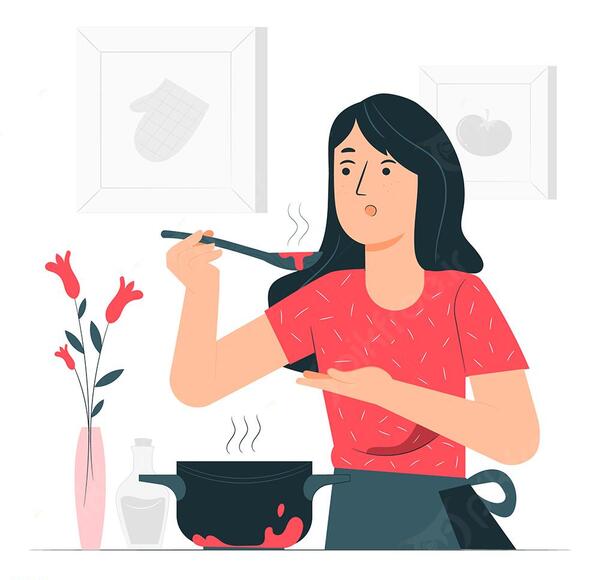 عکس کارتونی دختر در حال آشپزی