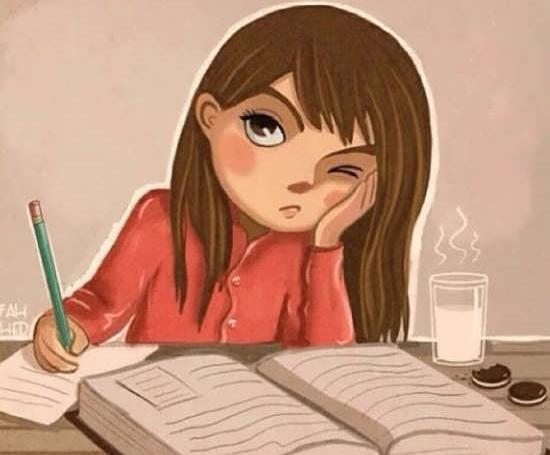 عکس دختر درحال درس خوندن فانتزی