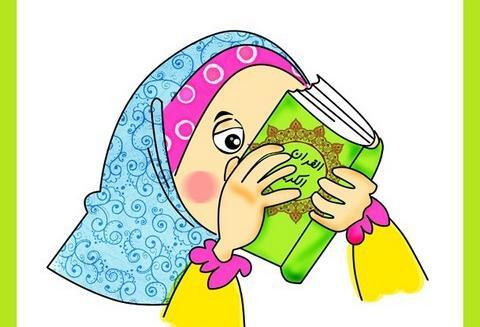 عکس دختر در حال قران خواندن کارتونی