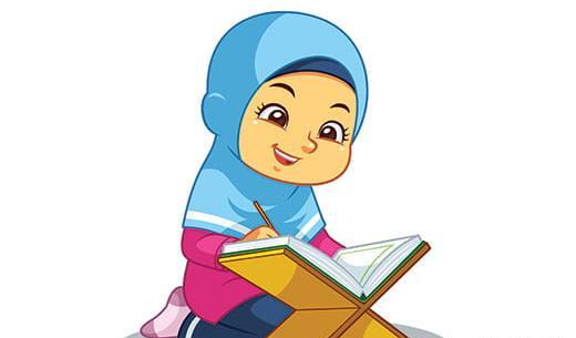 عکس دختر در حال قران خواندن کارتونی