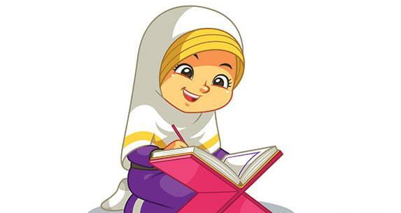 عکس دختر در حال قران خواندن کارتونی