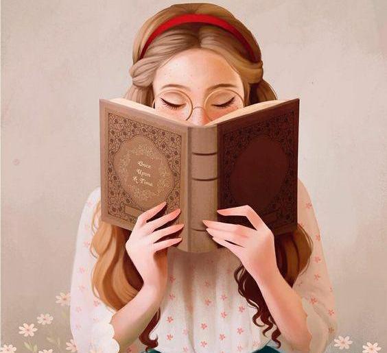 عکس دختر در حال کتاب خواندن فانتزی