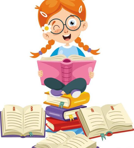عکس دختر کارتونی درحال کتاب خواندن
