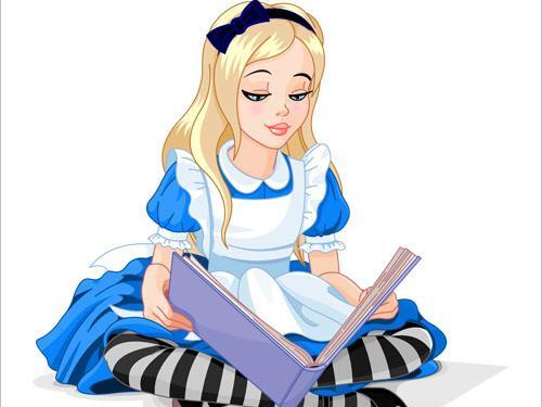 عکس دختر کارتونی درحال کتاب خواندن