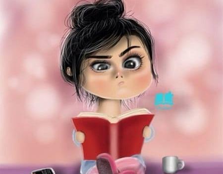 عکس دختری که در حال درس خواندن است