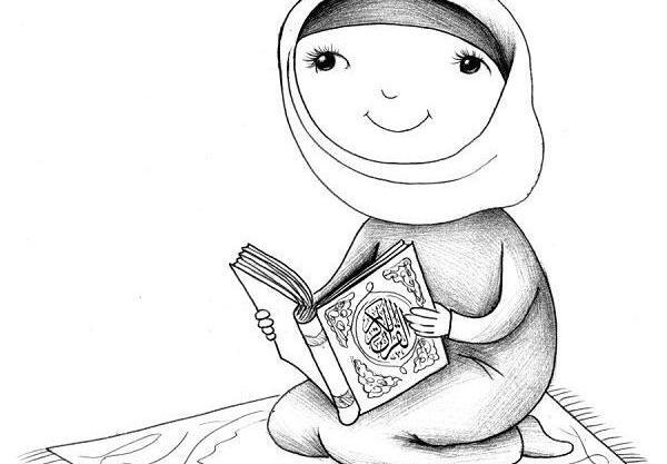 عکس نقاشی پسر بچه در حال قرآن خواندن