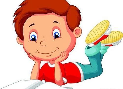 عکس کارتونی پسر در حال کتاب خواندن