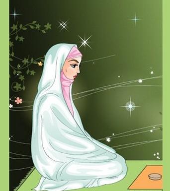 عکس نقاشی یک دختر در حال نماز خواندن