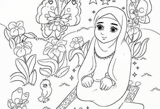 عکس نقاشی یک دختر در حال نماز خواندن