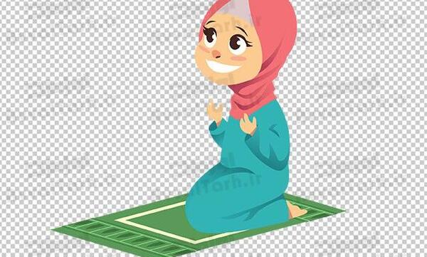 عکس نقاشی یک دختر در حال نماز خواندن