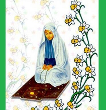 عکس نقاشی یک دختر در حال نماز خواندن
