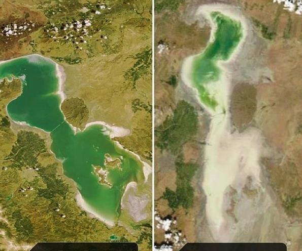 عکس هوایی دریاچه هامون